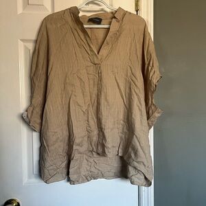 Elegant Tan V-Neck Blouse